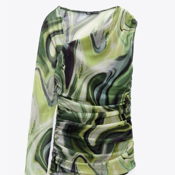 ZARA ONE SLEEVED TUILE TOP - Picture 2 of 5